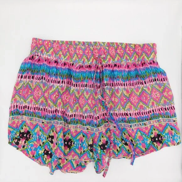Tolani Boho Print Silk Shorts | Colorful | Medallion | Elastic Waist | EUC | Lrg - Picture 9 of 9